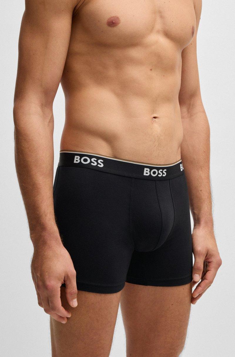 Hugo Boss Paquete de tres calzoncillos bóxer en algodón elástico con logos Envío internacional gratuito