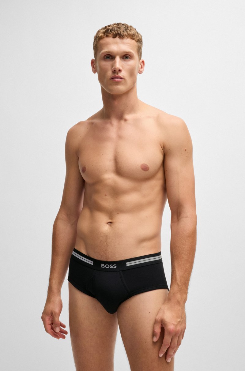 Hugo Boss Calzoncillos slip en canalé de algodón con bragueta y logo en la cintura Tienda de fábrica