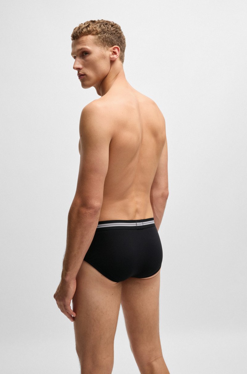 Hugo Boss Calzoncillos slip en canalé de algodón con bragueta y logo en la cintura Tienda de fábrica