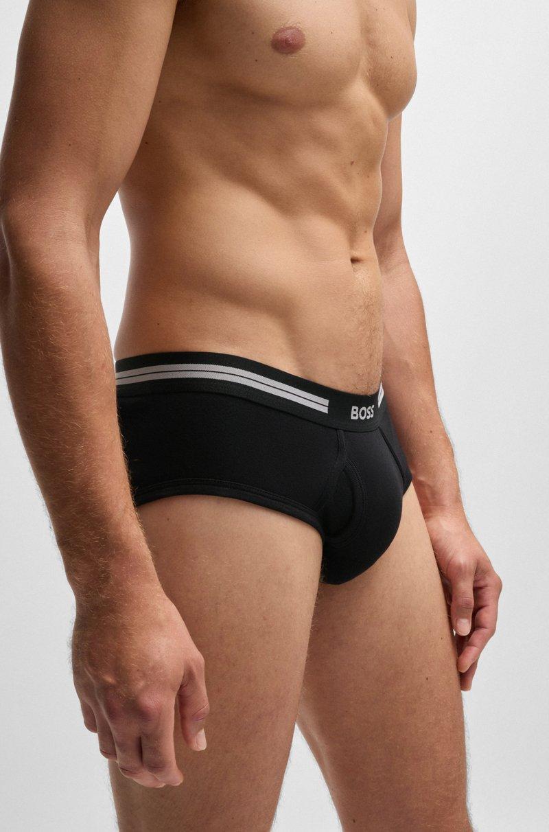 Hugo Boss Calzoncillos slip en canalé de algodón con bragueta y logo en la cintura Tienda de fábrica