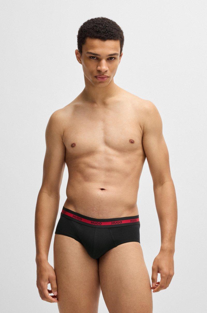 Hugo Boss Paquete de tres calzoncillos slip de algodón elástico con logos en la cintura En oferta
