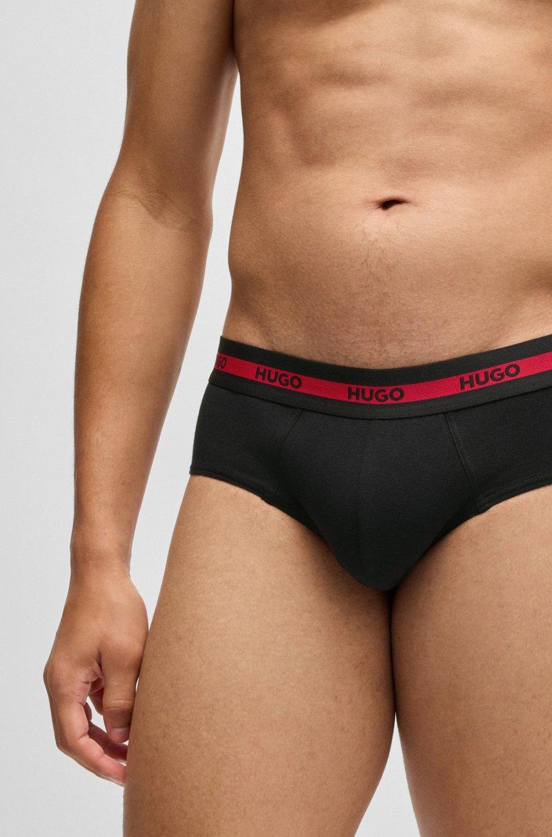 Hugo Boss Paquete de tres calzoncillos slip de algodón elástico con logos en la cintura En oferta