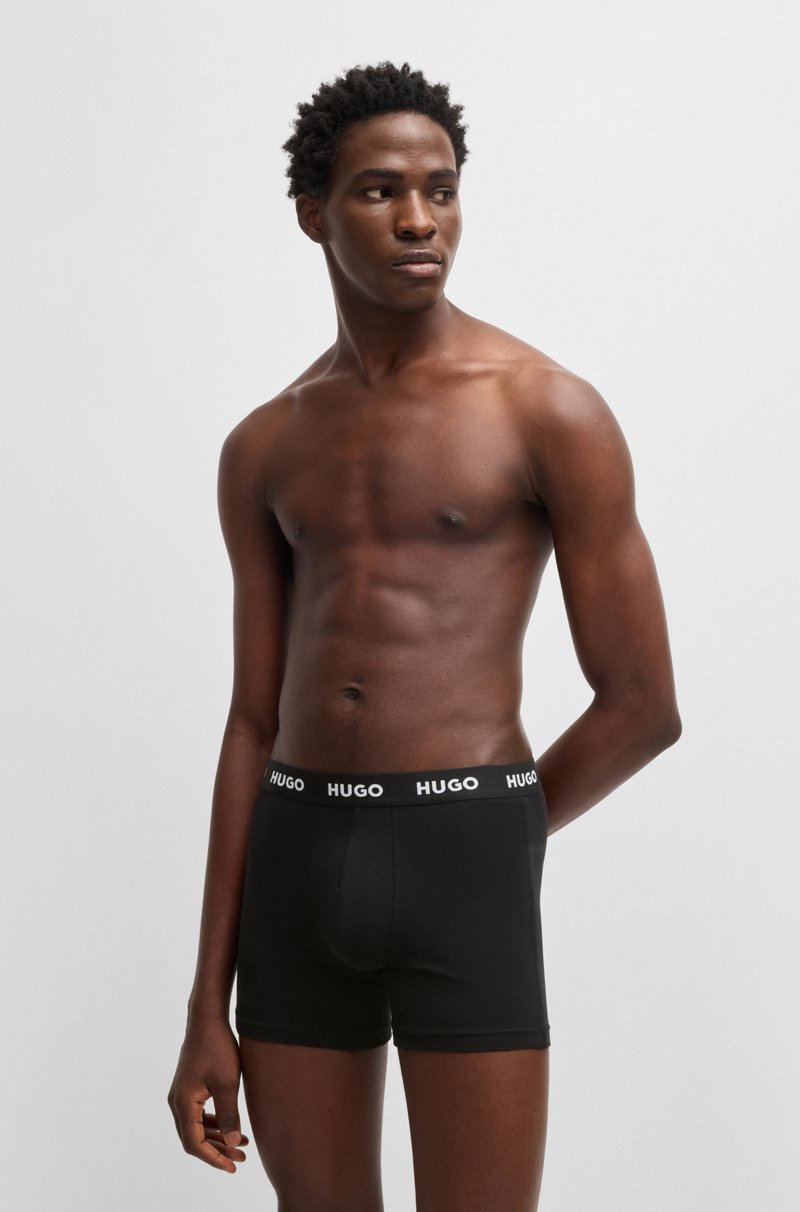 Hugo Boss Paquete de tres calzoncillos bóxer largos en algodón elástico Oferta exclusiva