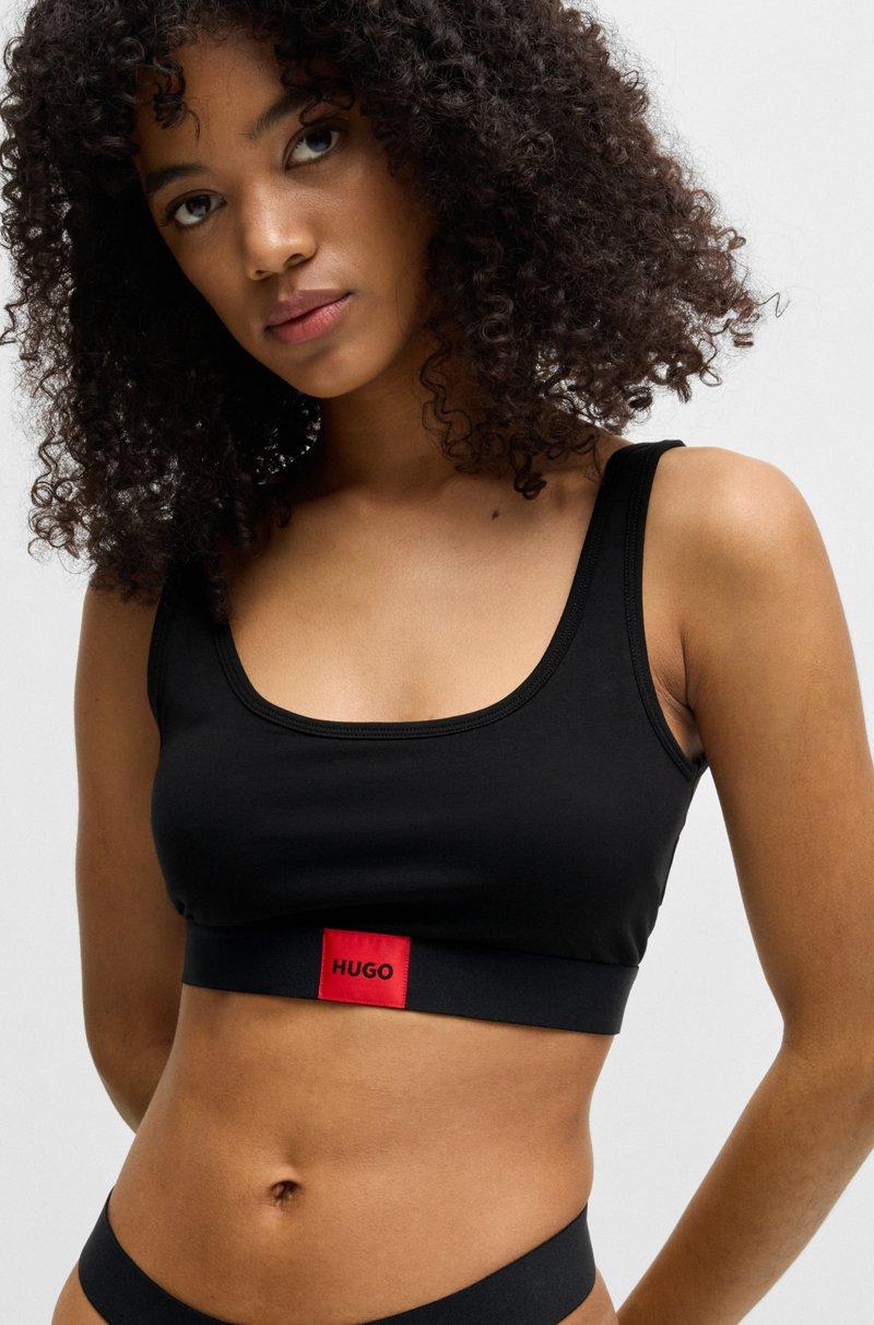 Hugo Boss Bralette de algodón elástico con etiqueta con logo roja Precio ultrabajo