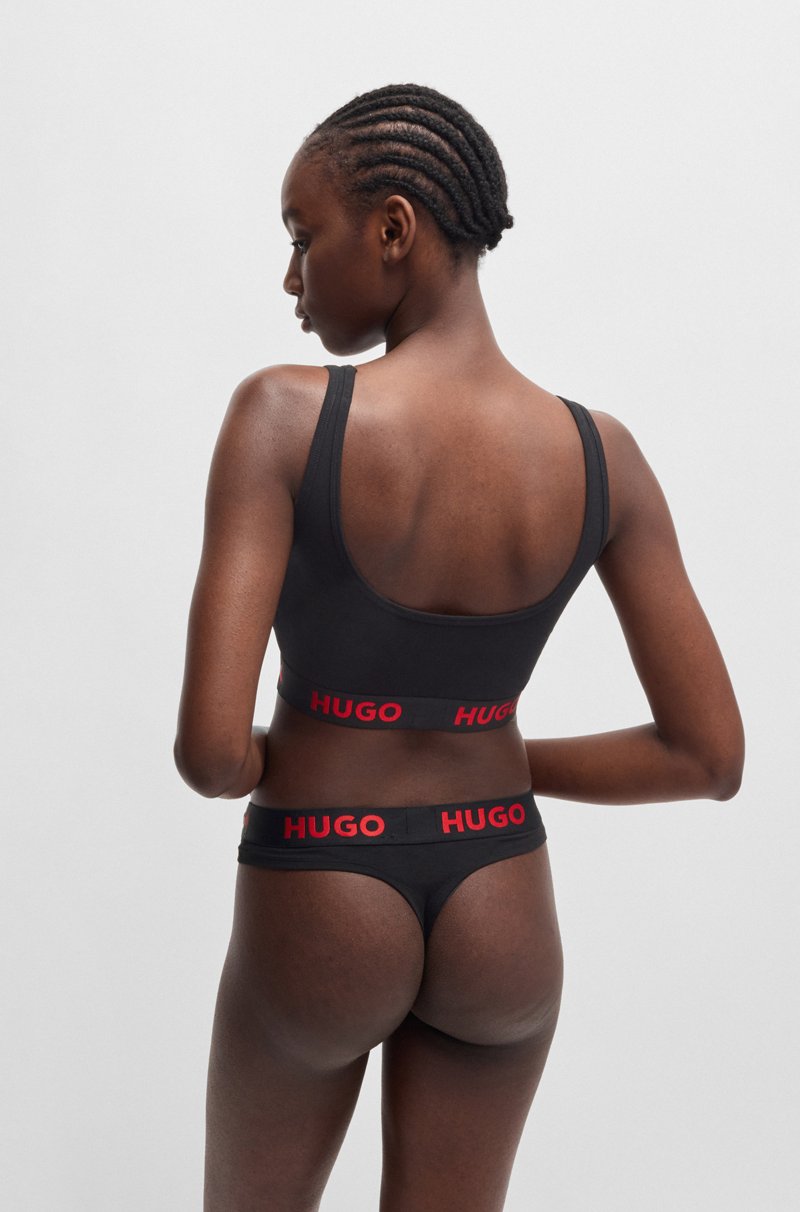 Hugo Boss Tanga de algodón elástico con logo en la cintura Outlet