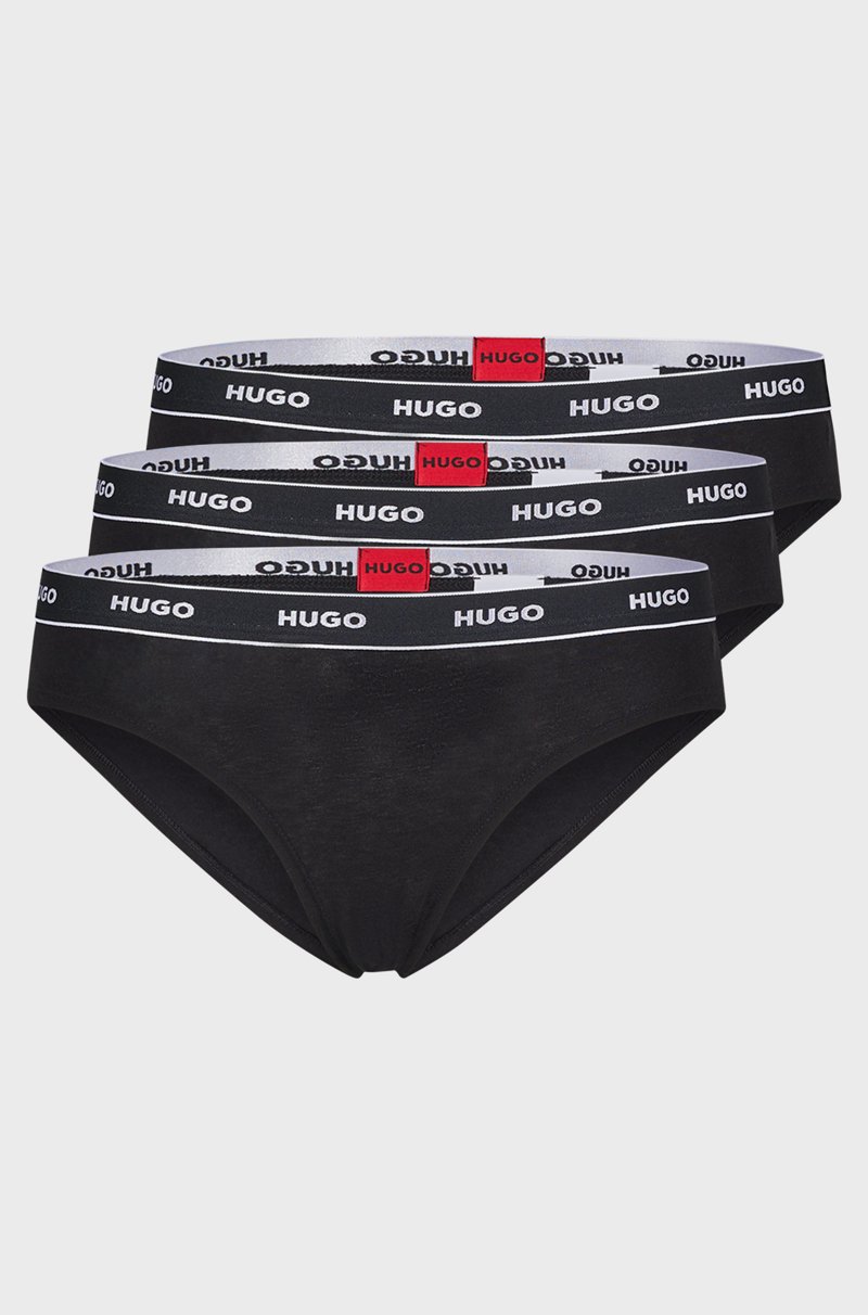Hugo Boss Paquete de tres braguitas de algodón elástico con logos en la cintura Venta caliente