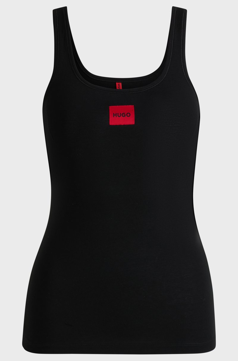 Hugo Boss Camiseta de tirantes de algodón elástico con etiqueta con logo en rojo Rebajas baratas