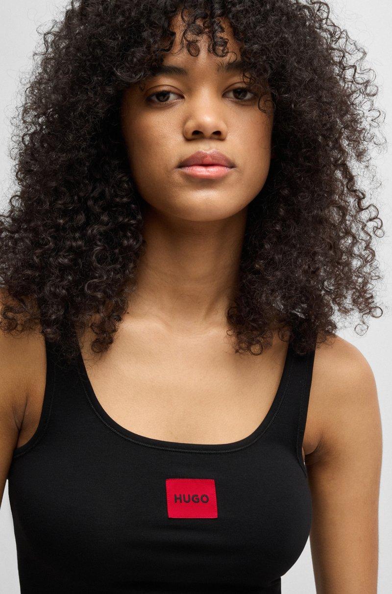 Hugo Boss Camiseta de tirantes de algodón elástico con etiqueta con logo en rojo Rebajas baratas