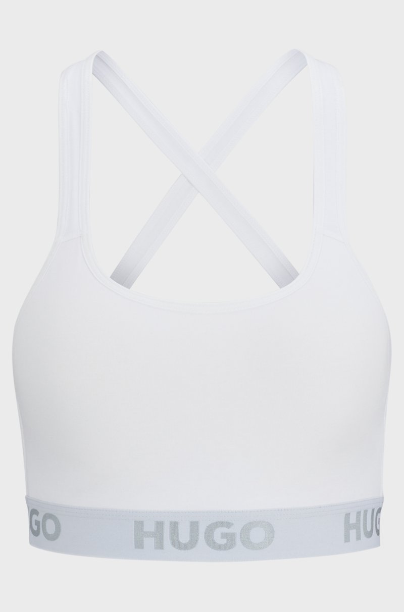 Hugo Boss Bralette de espalda cruzada de algodón elástico con cinta de logos Rebajas de fábrica