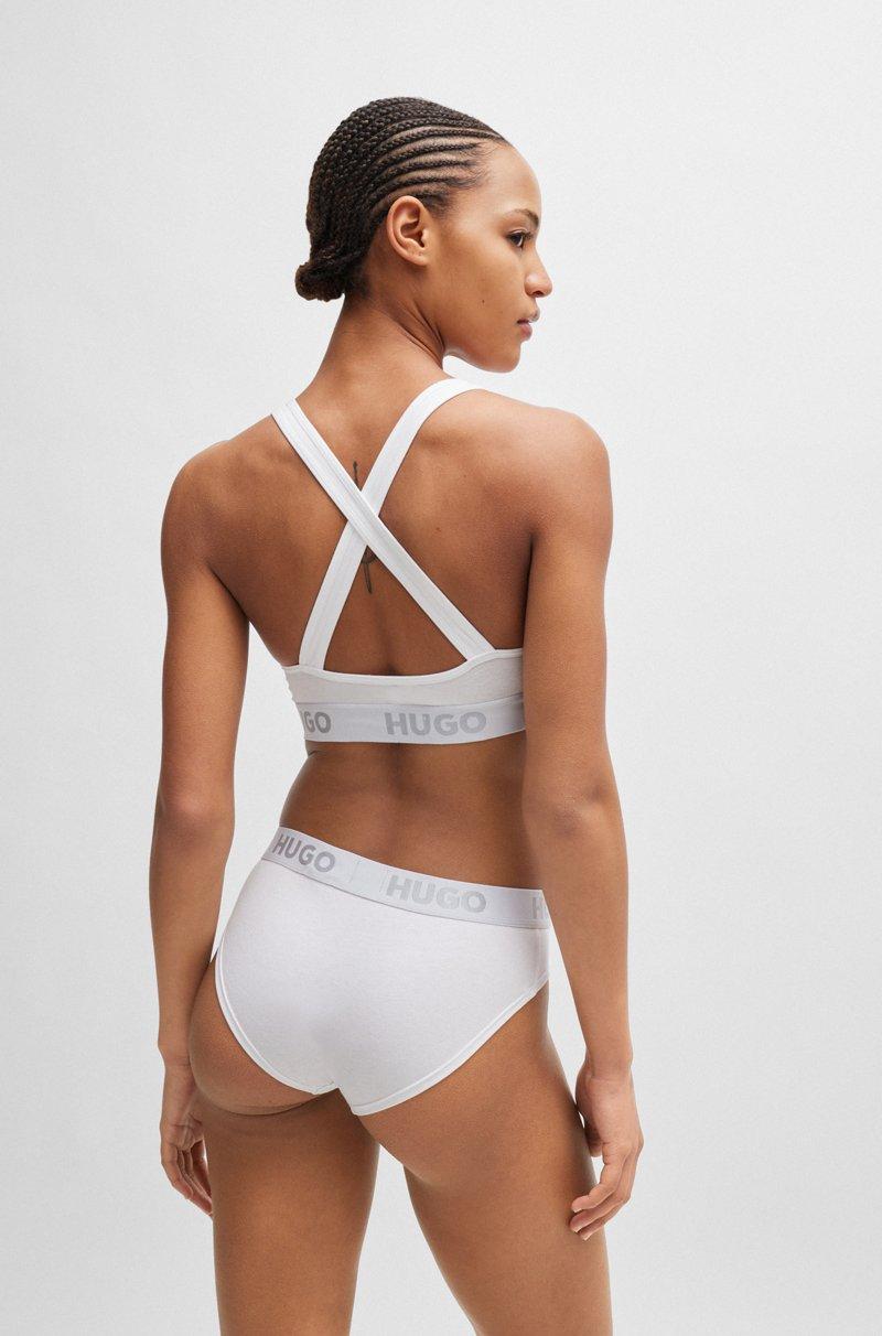Hugo Boss Bralette de espalda cruzada de algodón elástico con cinta de logos Rebajas de fábrica