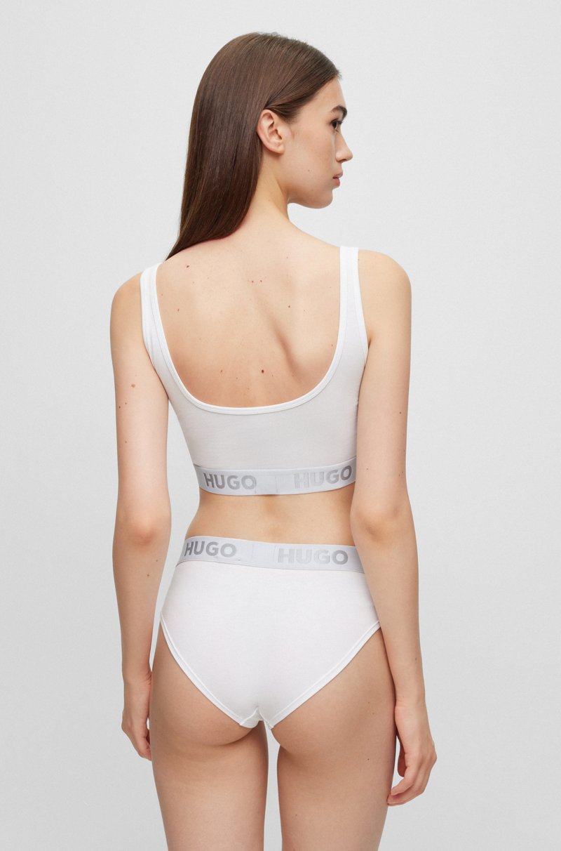 Hugo Boss Bralette de algodón elástico con logos en la cinta Ventas relámpago