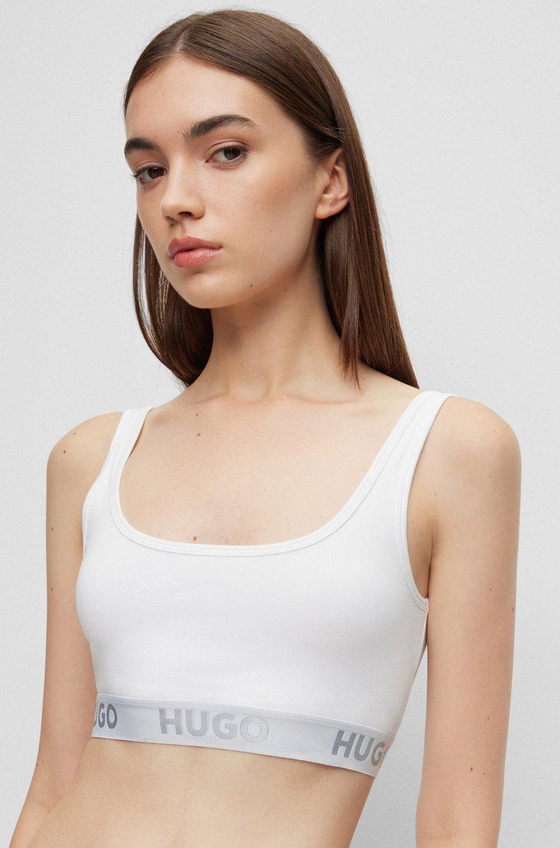 Hugo Boss Bralette de algodón elástico con logos en la cinta Ventas relámpago