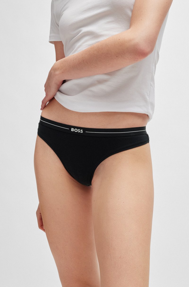 Hugo Boss Paquete de tres tangas de algodón elástico con logo en la cintura Últimos 3 días