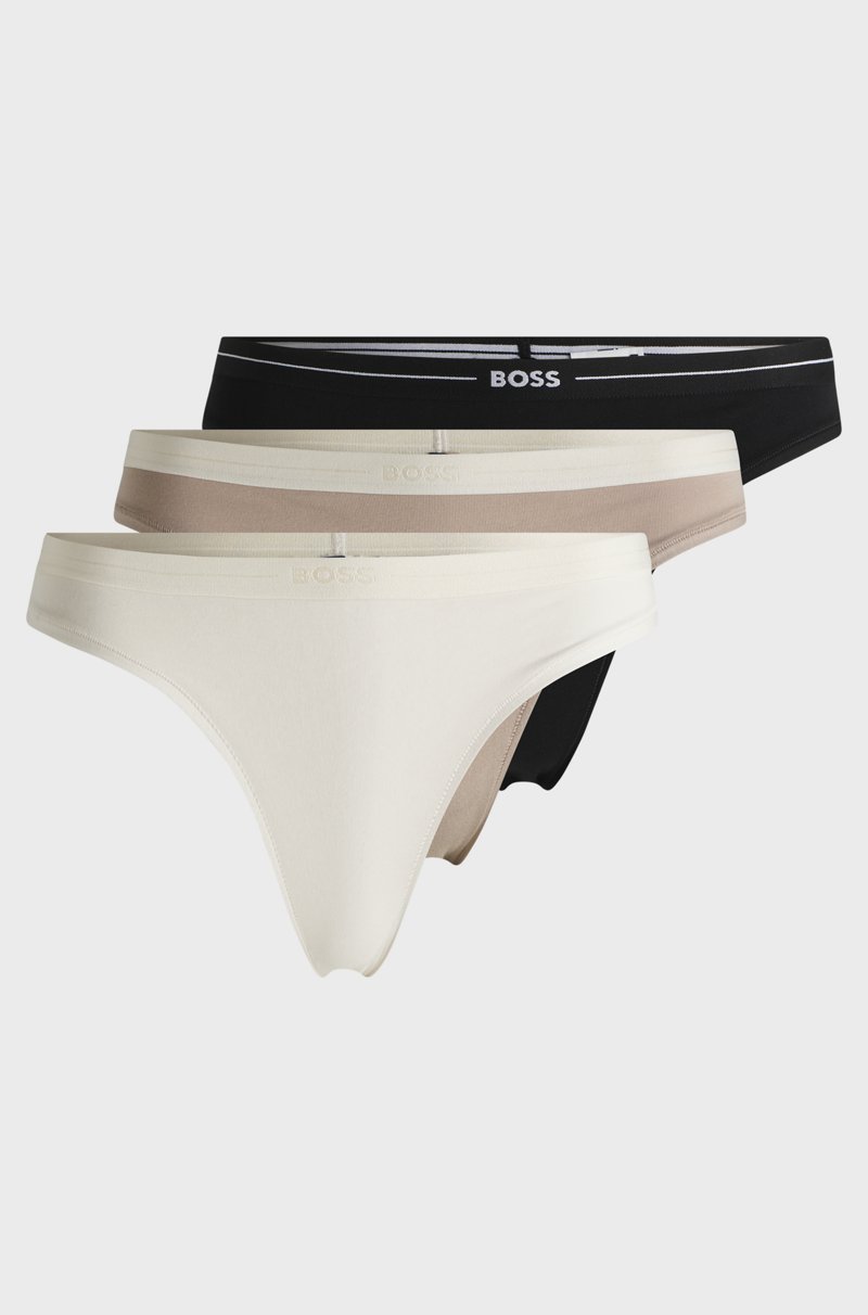 Hugo Boss Paquete de tres tangas de algodón elástico con logo en la cintura COMPRAR AHORA