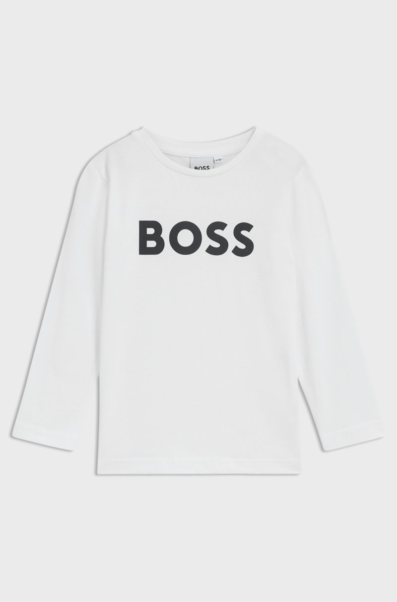 Hugo Boss Camiseta de manga larga para niños en algodón con logo en contraste Oferta especial de fábrica