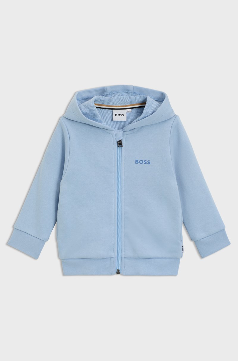 Hugo Boss Sudadera con capucha para niños de algodón con cremallera y logo estampado Superdescuento