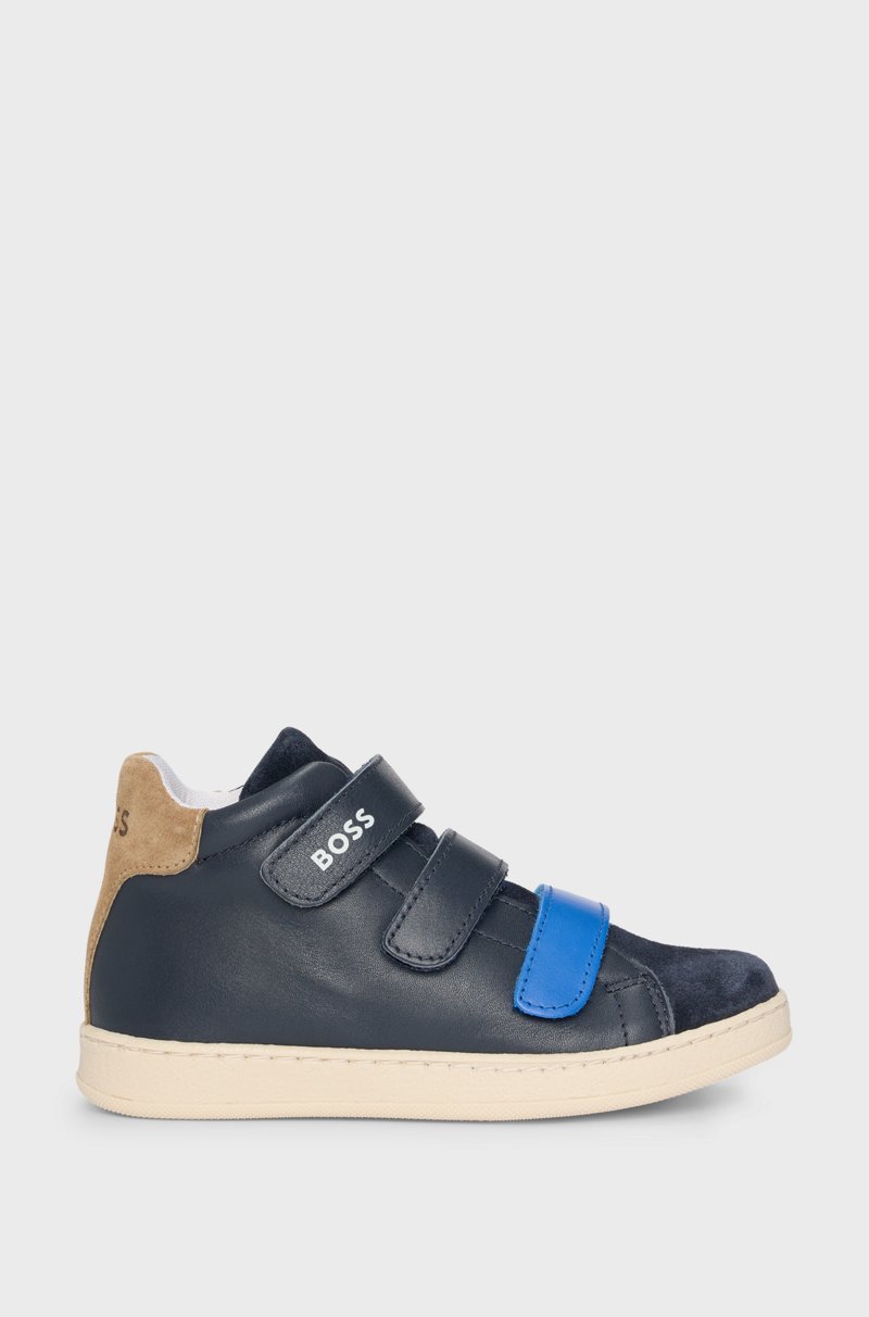 Hugo Boss Deportivas de piel para niños con tiras de cierre por contacto adornadas con la marca Grandes descuentos