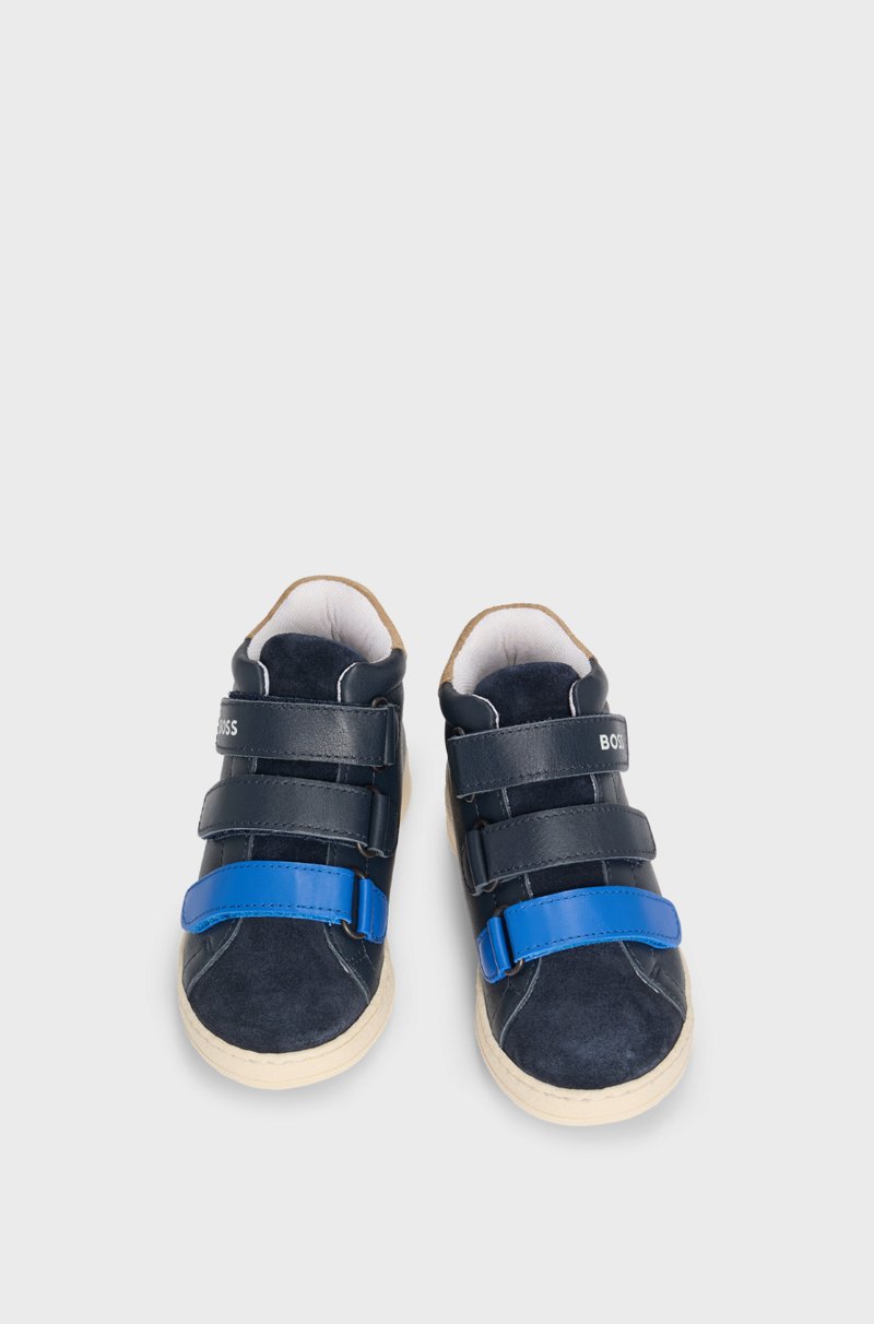 Hugo Boss Deportivas de piel para niños con tiras de cierre por contacto adornadas con la marca Grandes descuentos