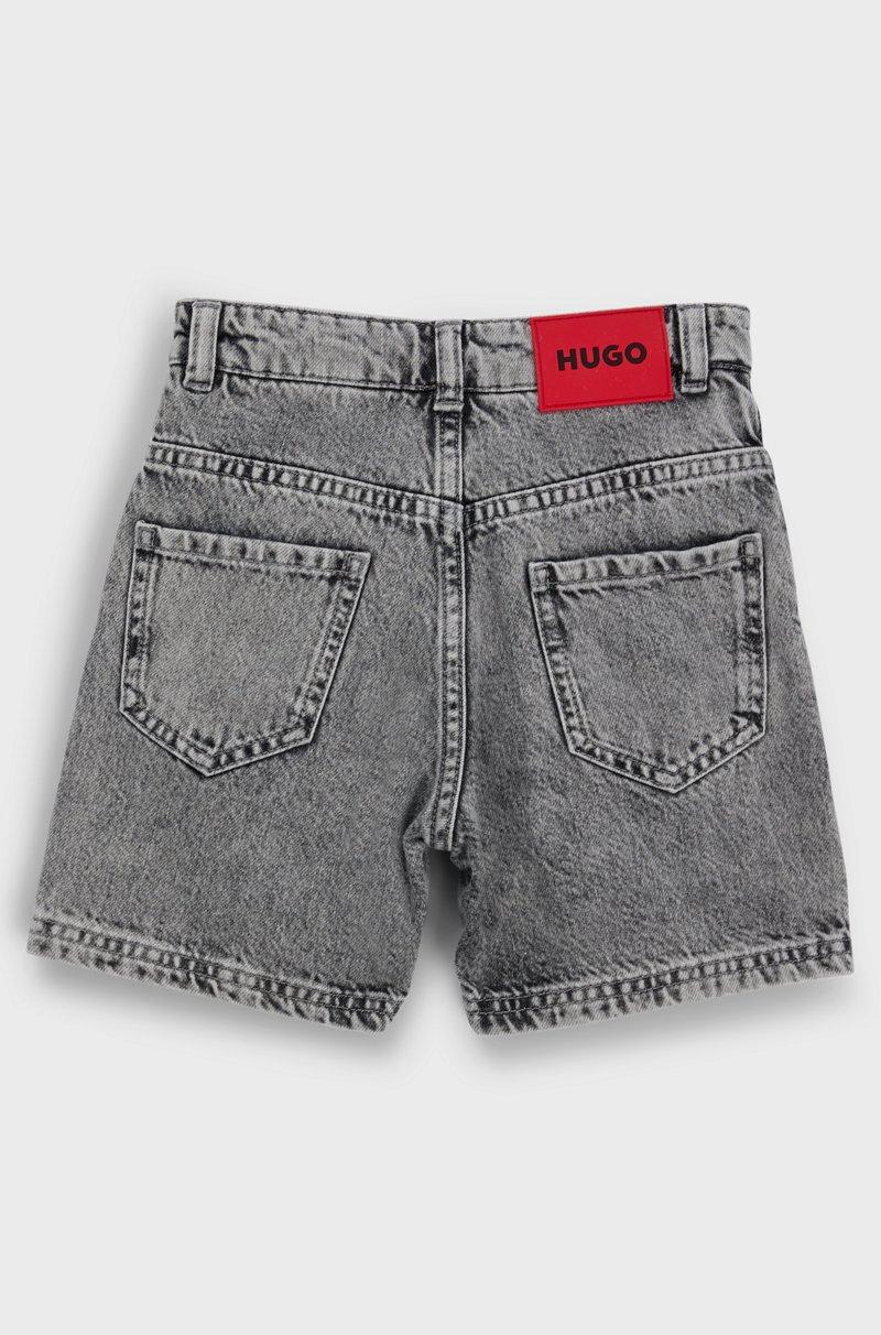 Hugo Boss Shorts holgados para niños en denim de algodón gris Liquidación