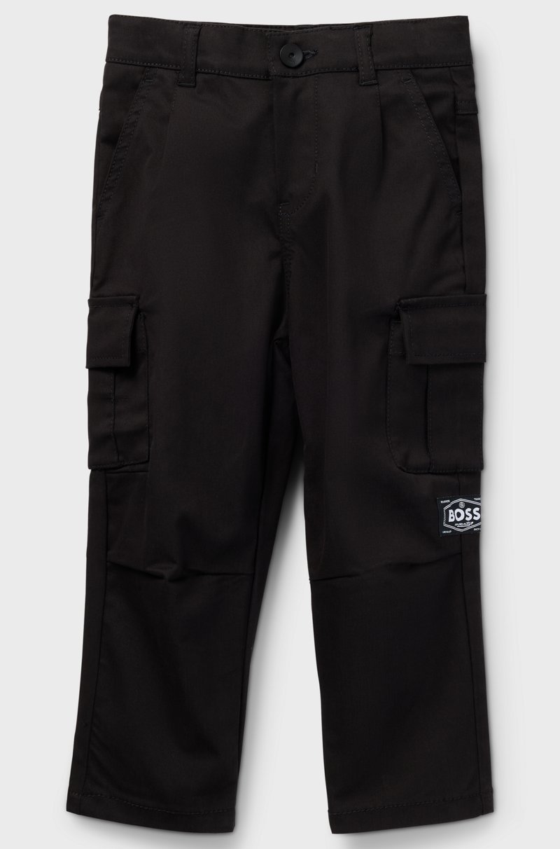 Hugo Boss Pantalones tapered fit en sarga de algodón elástico para niños Envío internacional gratuito
