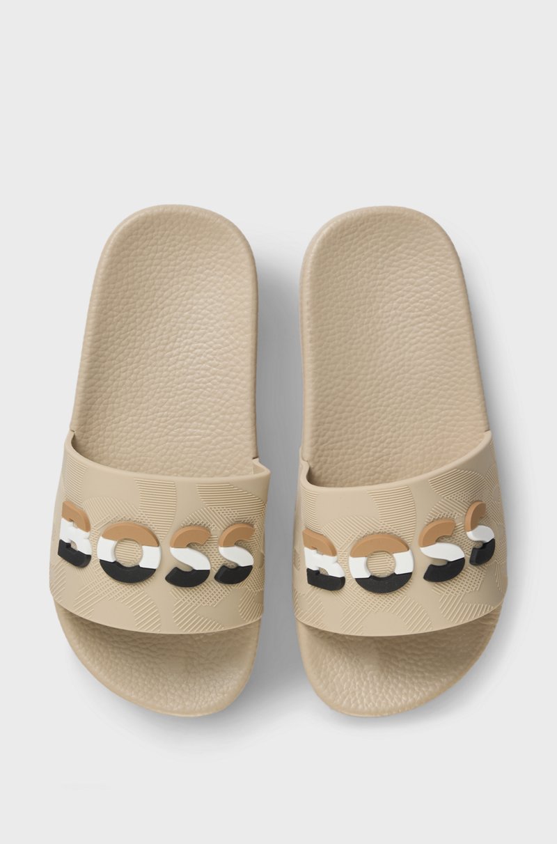 Hugo Boss Chanclas para niños con raya de la marca y logotipo En oferta