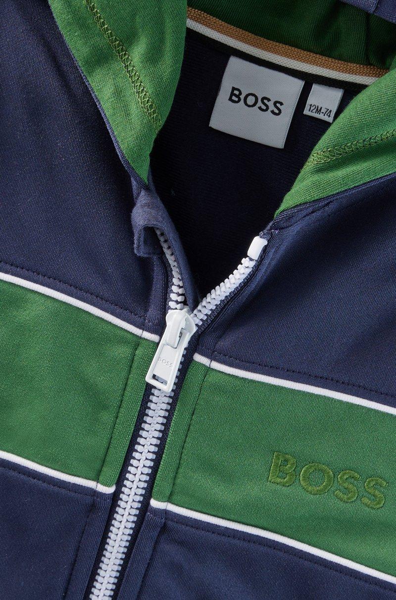 Hugo Boss Sudadera con capucha cremallera y logo bordado para niños Descuentos del mes