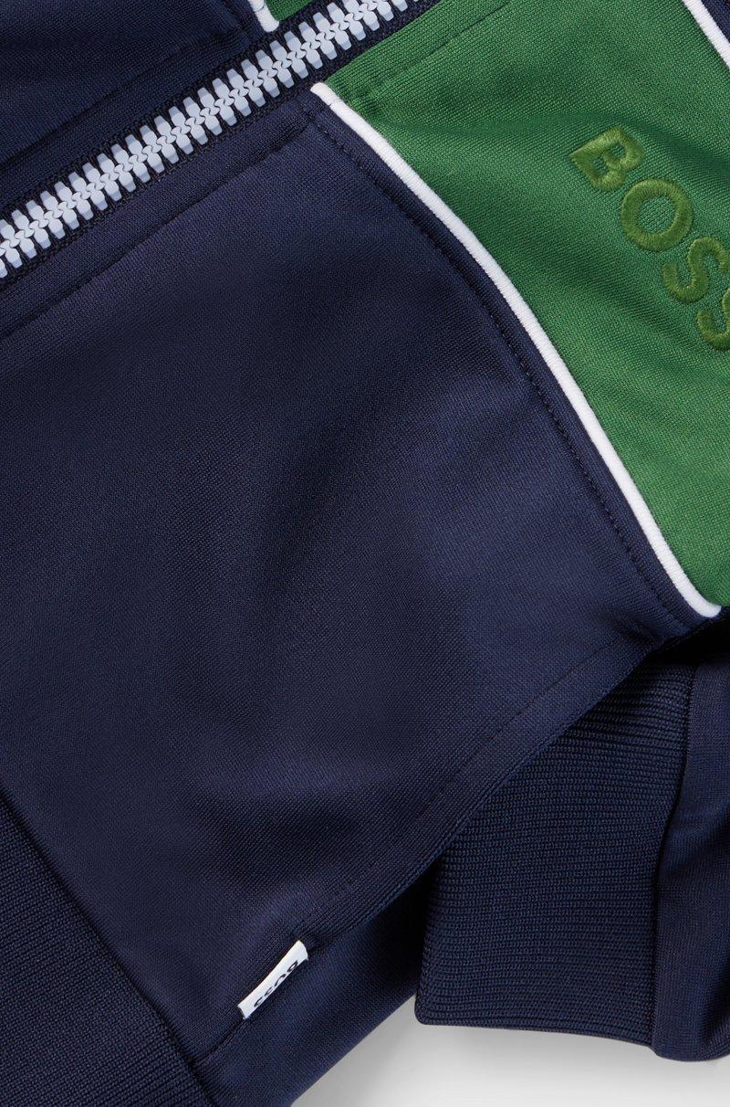 Hugo Boss Sudadera con capucha cremallera y logo bordado para niños Descuentos del mes