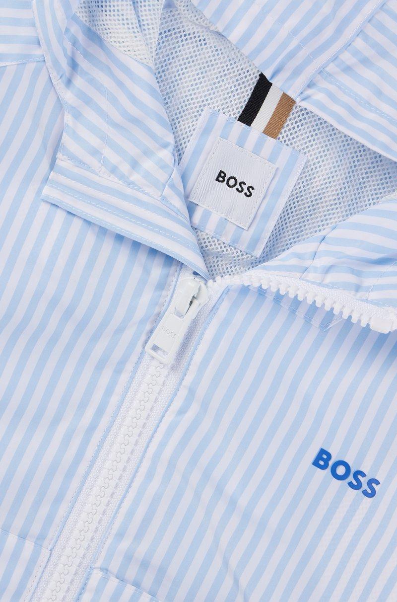 Hugo Boss Chubasquero para niños con capucha rayas y logo estampado Grandes ahorros