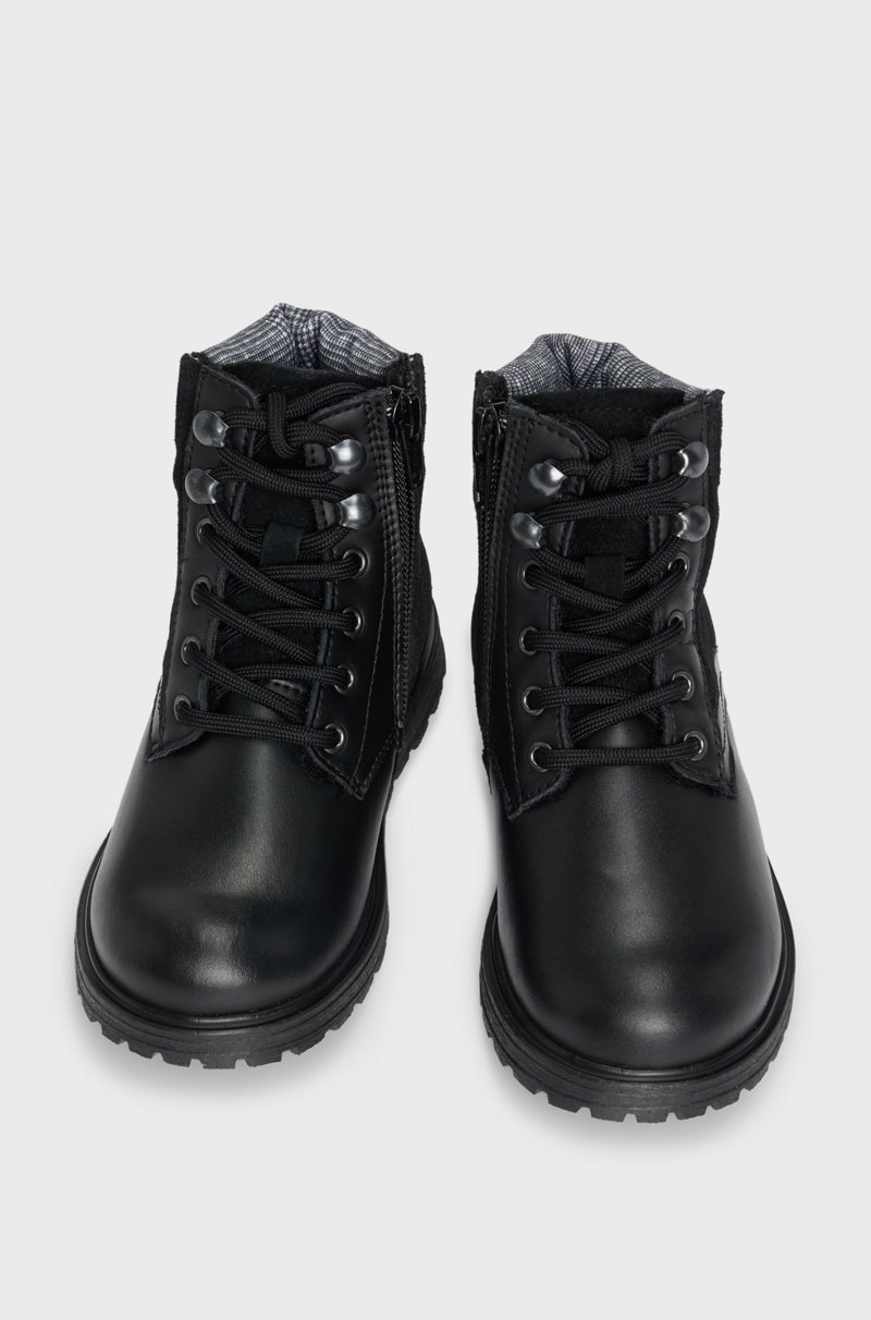 Hugo Boss Botas de piel para niños con forro de piel de cordero sintética Outlet