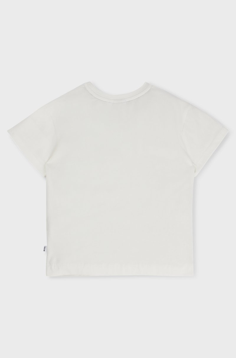 Hugo Boss Camiseta para niños en algodón elástico con monograma Double B Rebajas baratas
