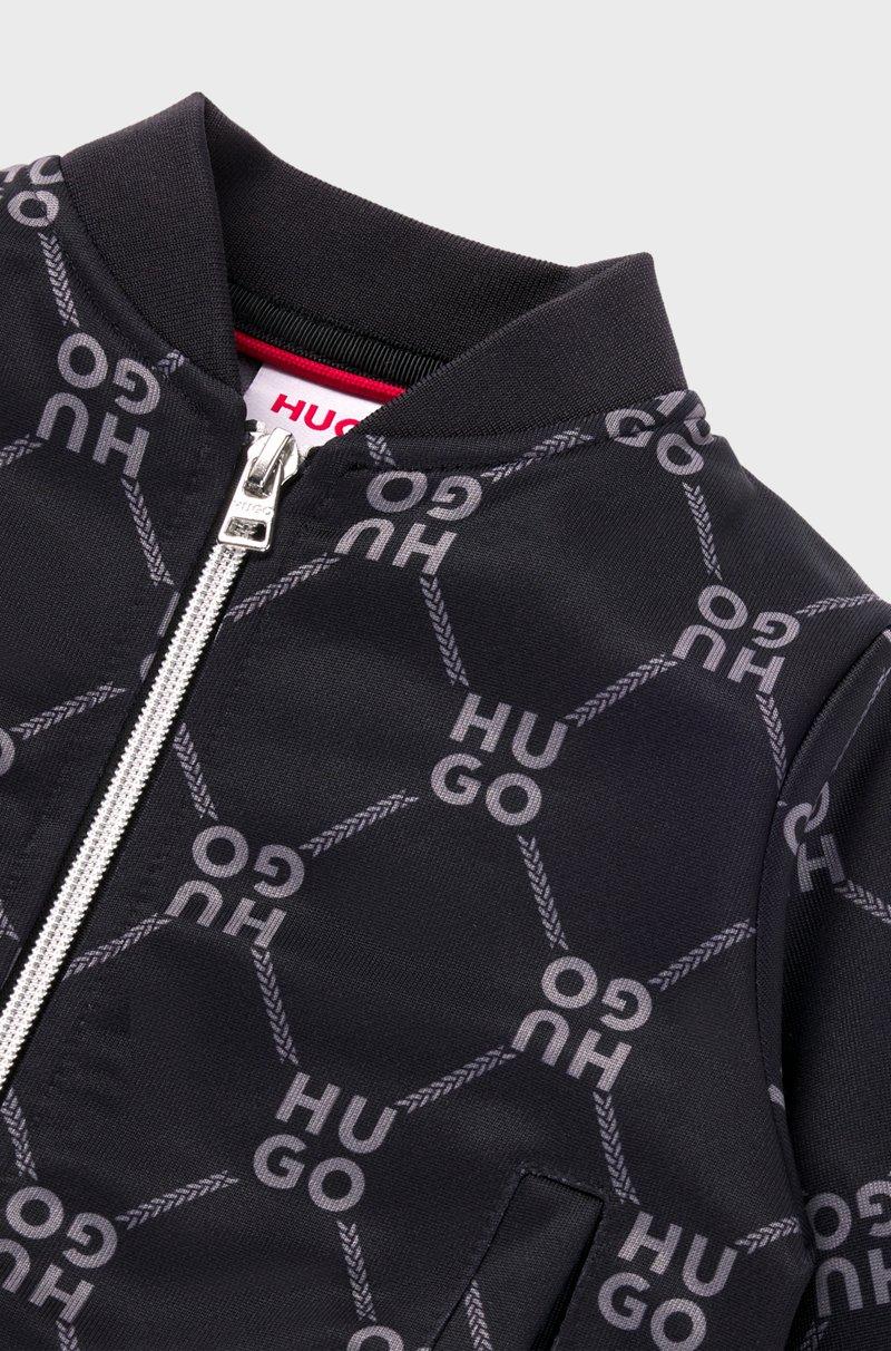 Hugo Boss Cárdigan de forro polar para niños con logos apilados Liquidación