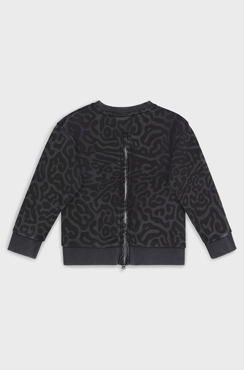 Hugo Boss Sudadera para niños con estampado de guepardo y cremallera trasera Mejor oferta