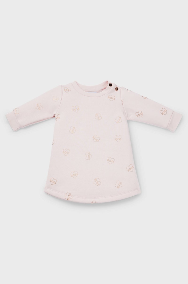 Hugo Boss Vestido de algodón con estampado integral de logo para bebés Últimos 2 días