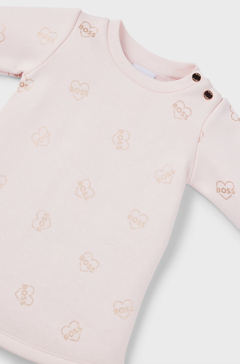Hugo Boss Vestido de algodón con estampado integral de logo para bebés Últimos 2 días