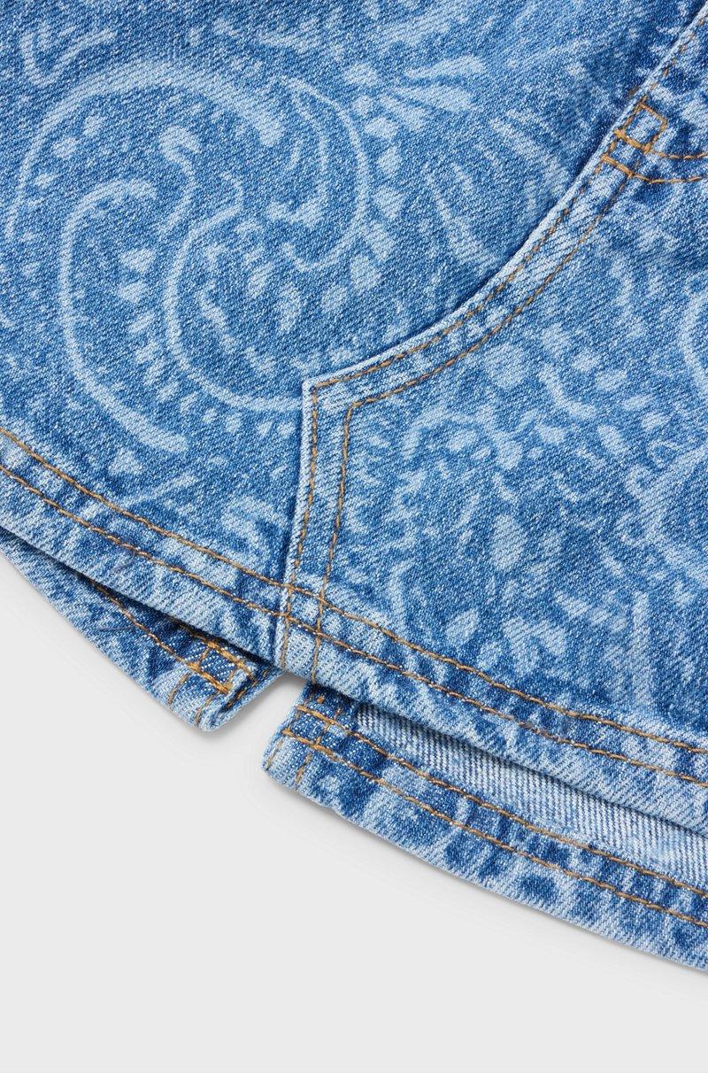 Hugo Boss Minifalda de denim elástico para niñas con estampado de diseño Paisley a láser Último día