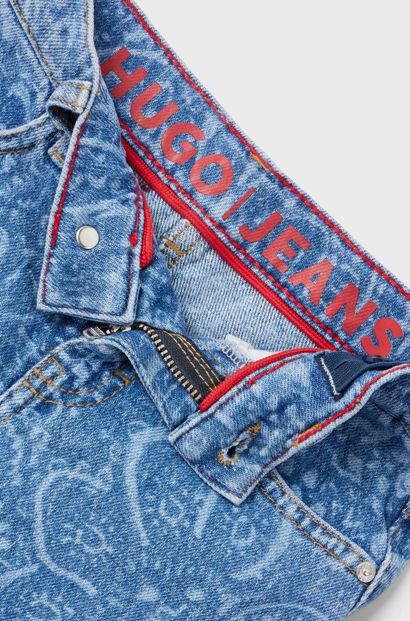 Hugo Boss Minifalda de denim elástico para niñas con estampado de diseño Paisley a láser Último día