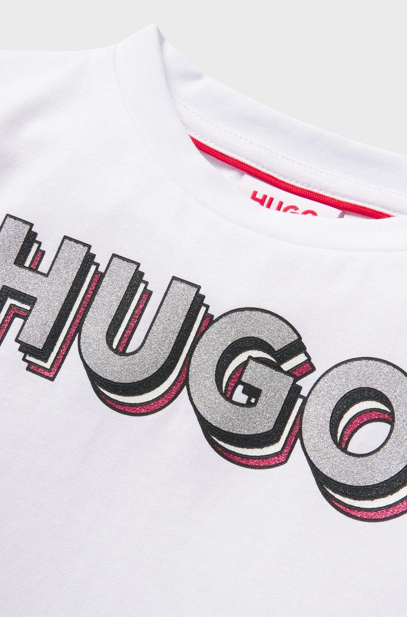 Hugo Boss Camiseta de manga larga de algodón para niños con logo de efecto reluciente Oferta especial de fábrica