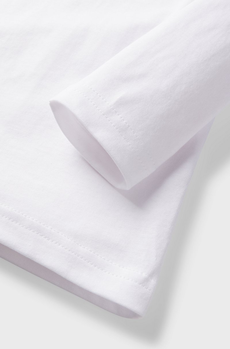 Hugo Boss Camiseta de manga larga de algodón para niños con logo de efecto reluciente Oferta especial de fábrica