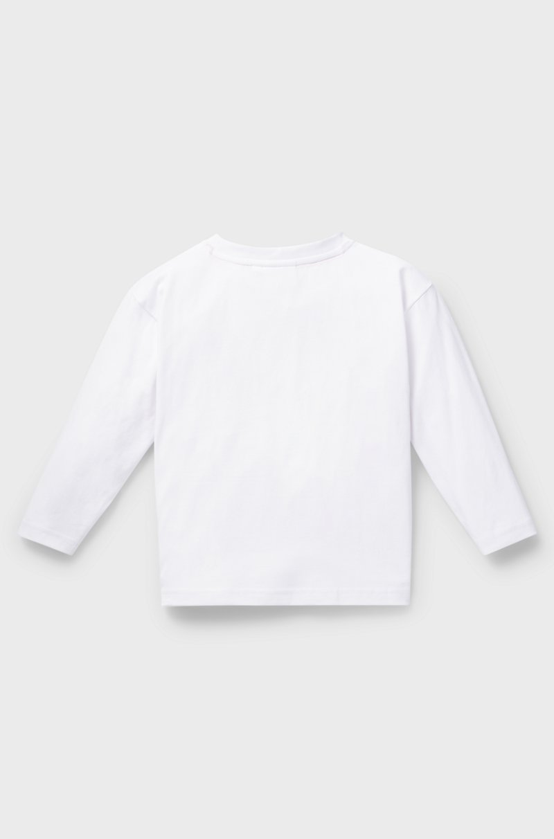 Hugo Boss Camiseta de manga larga de algodón para niños con logo de efecto reluciente Oferta especial de fábrica