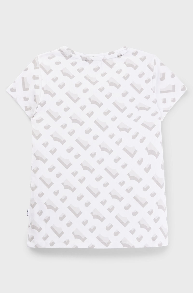 Hugo Boss Camiseta para niños en algodón elástico con estampado de monogramas Liquidación