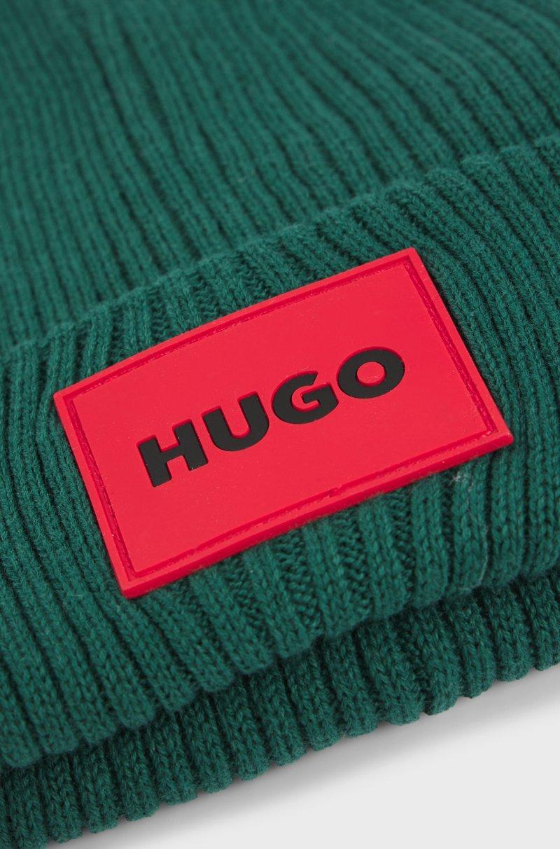 Hugo Boss Gorro de punto para niños con etiqueta de logo rojo Precios de Black Friday