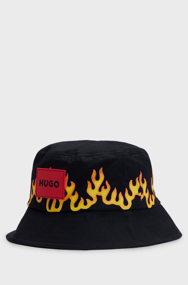 Hugo Boss Gorro de pescador para niños en lona de algodón con ilustración de llamas En oferta