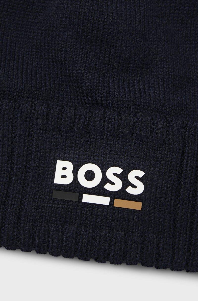 Hugo Boss Gorro de punto en algodón para niños con logo de efecto de goma Última moda