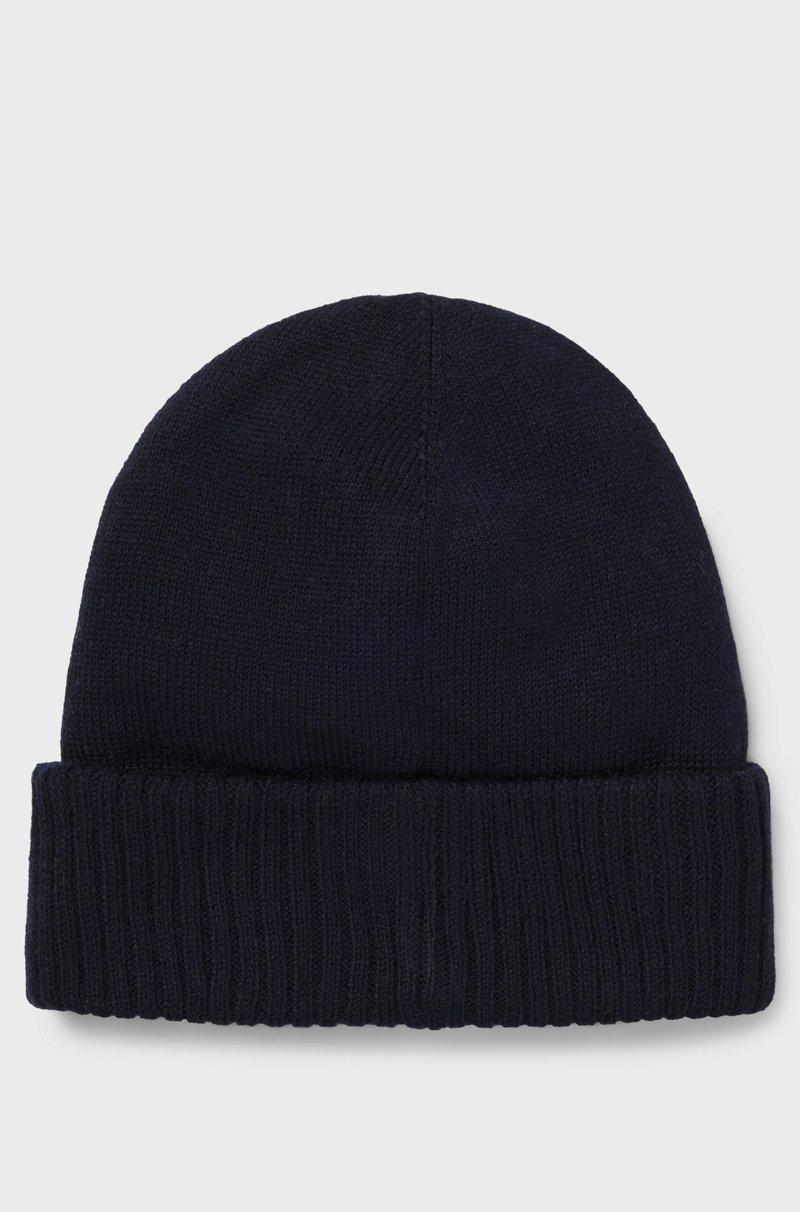 Hugo Boss Gorro de punto en algodón para niños con logo de efecto de goma Última moda