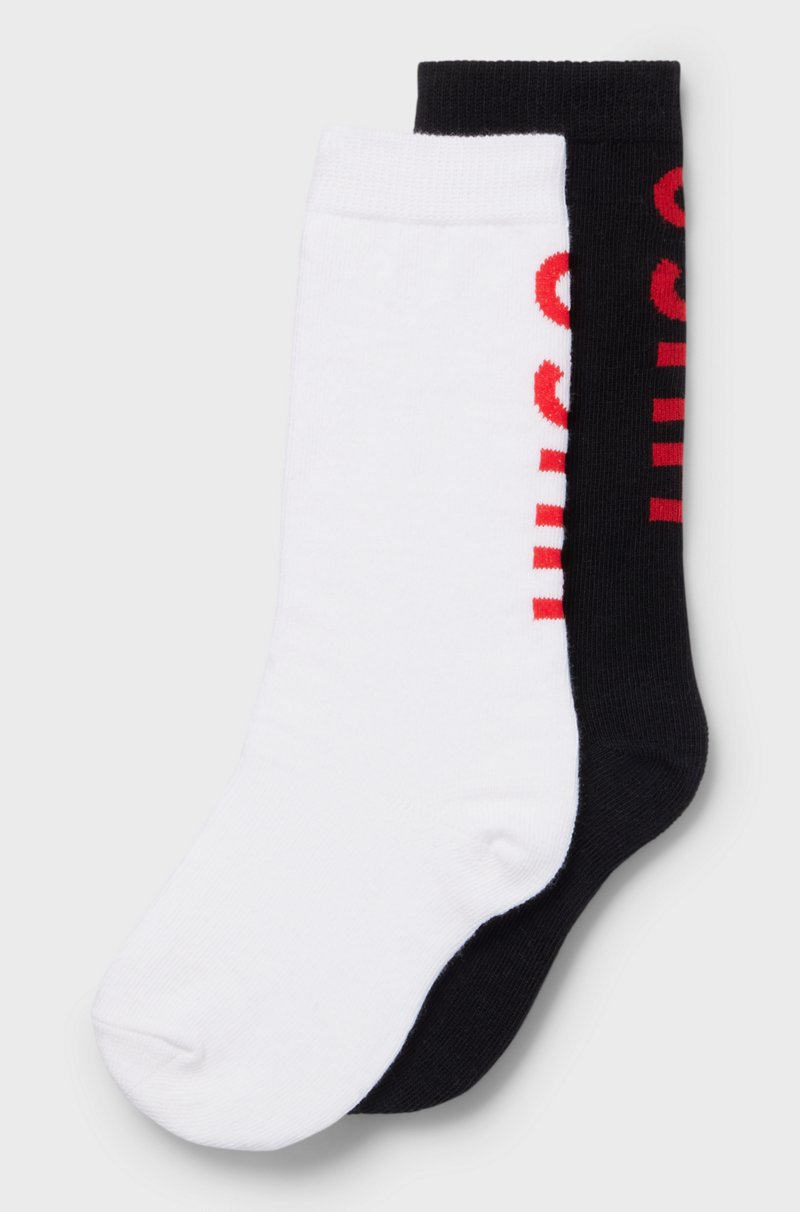 Hugo Boss Paquete de dos pares de calcetines de largo medio con logos para niños Grandes ahorros