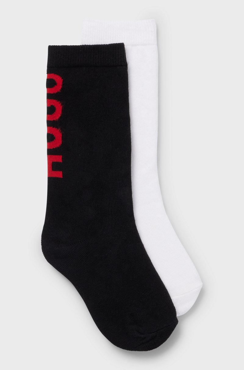 Hugo Boss Paquete de dos pares de calcetines de largo medio con logos para niños Grandes ahorros