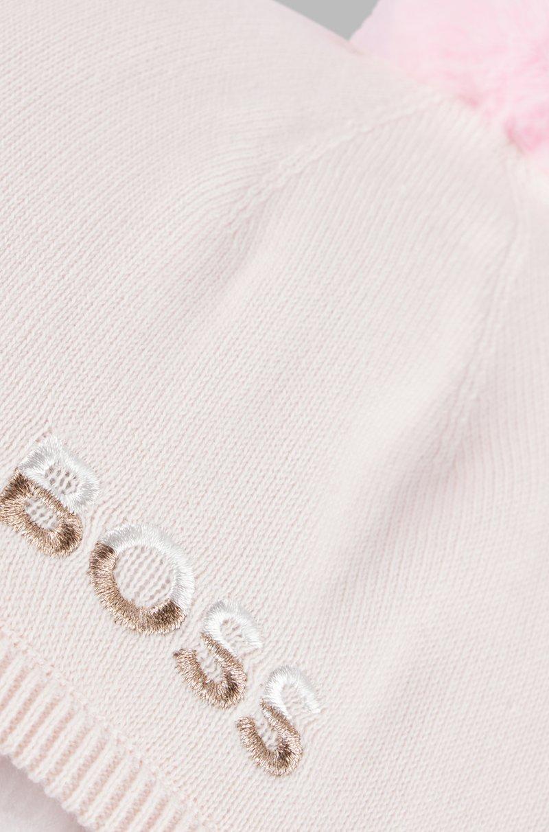 Hugo Boss Gorro de algodón con pompón y logo bordado para bebés En línea