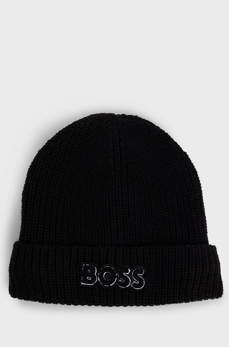 Hugo Boss Gorro de punto para niños con logo y forro de imitación de piel En oferta