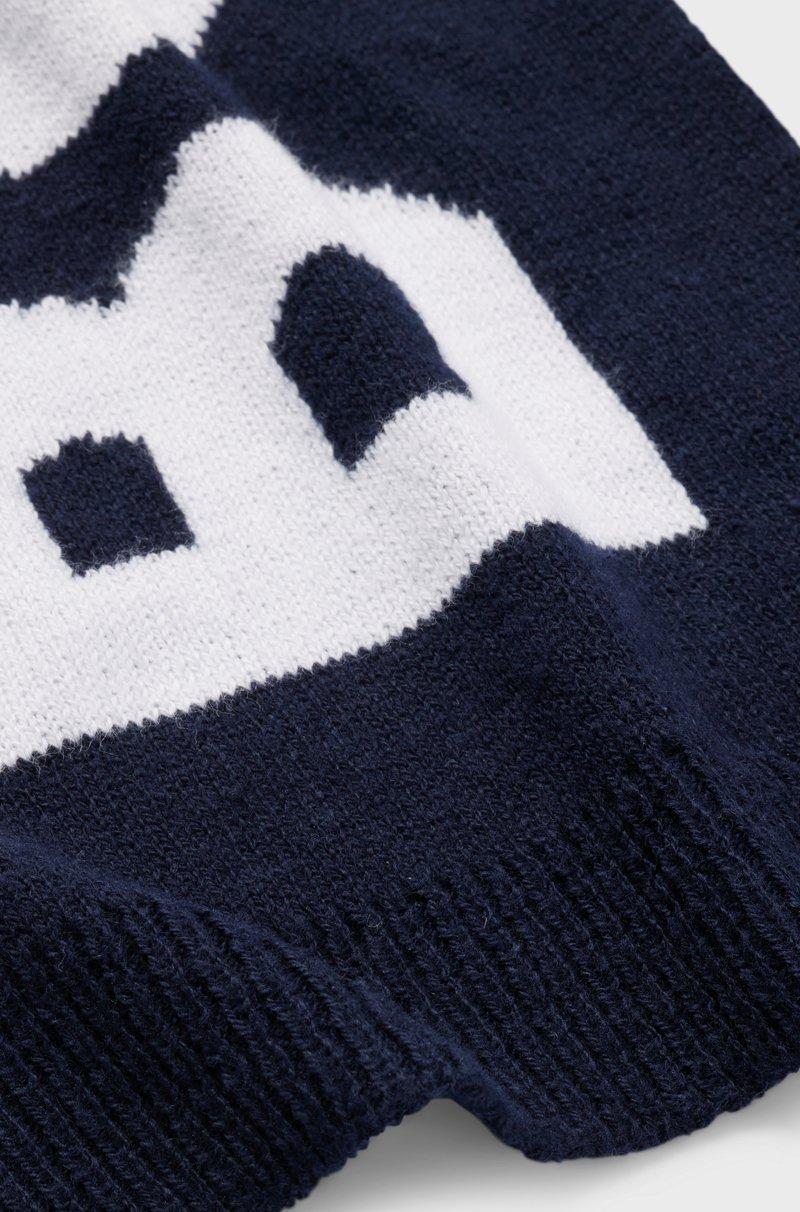 Hugo Boss Bufanda de algodón de punto para niños con logo en contraste tejido en jacquard Rebajas baratas