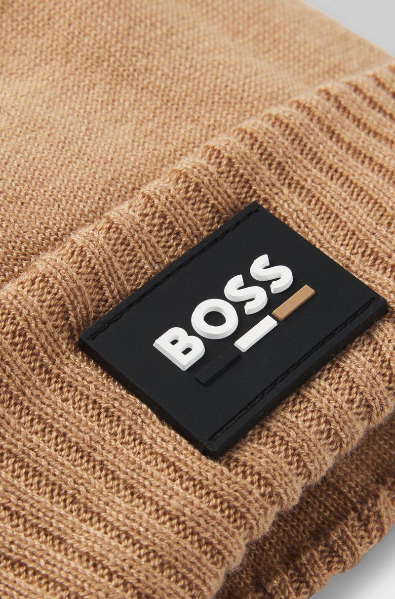 Hugo Boss Gorro de punto para niños con etiqueta con logo de silicona Ventas relámpago